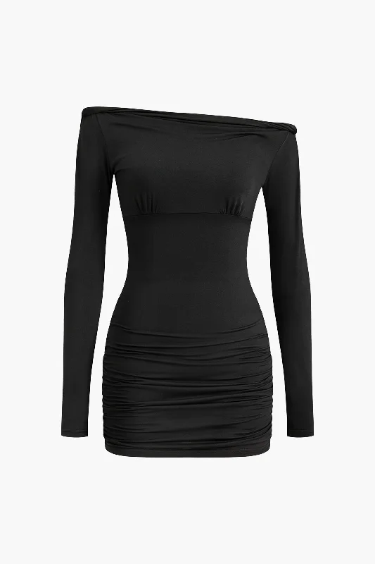 Women's Square Collar DressesSolid Cut Out Mini Dress