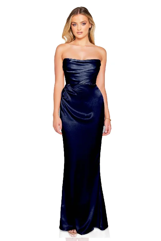 Women's Cold-Shoulder DressesNookie Emelie Strapless Gown - Navy