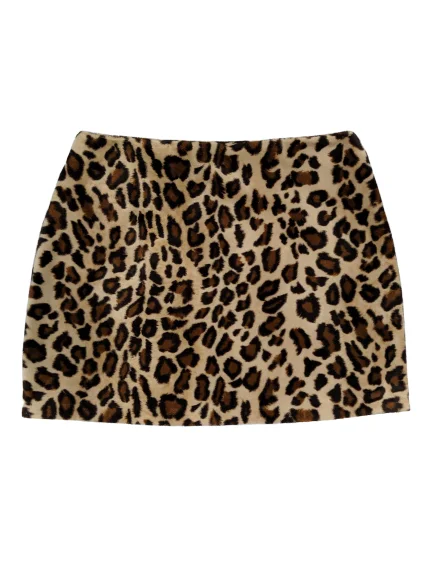 Women's Sweetheart Collar DressesWomen's Textured Skirts[M/L] 90s Fuzzy Leopard Mini Skirt