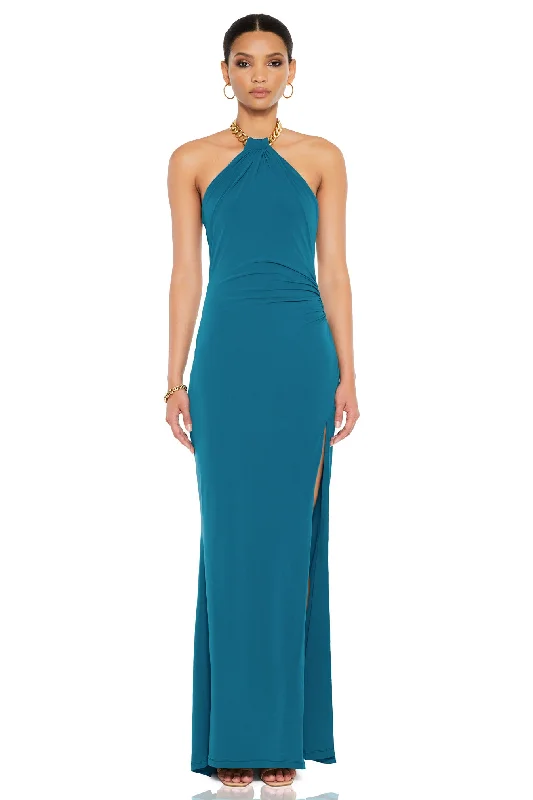 Women's Collarless DressesNookie Captivate Halter Gown - Jade