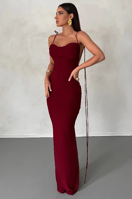 Women's High Collar DressesJiani Gown - Wine