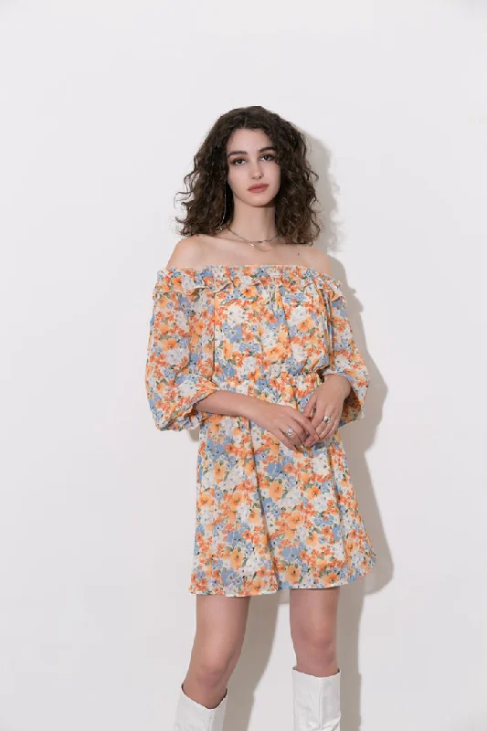 Women's Maxi DressesFloral Off The Shoulder Mini Dress