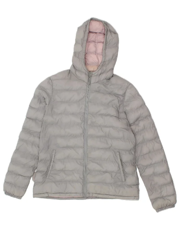 Women's Coats with Fur TrimMOUNTAIN WAREHOUSE Womens Hooded Padded Jacket UK 14 Large Grey Nylon