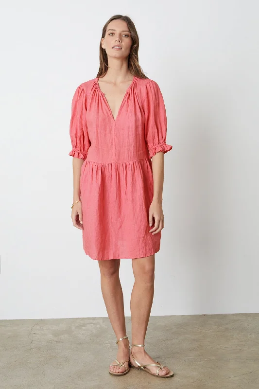 Women's U-Back DressesKAILANI LINEN PUFF SLEEVE DRESS