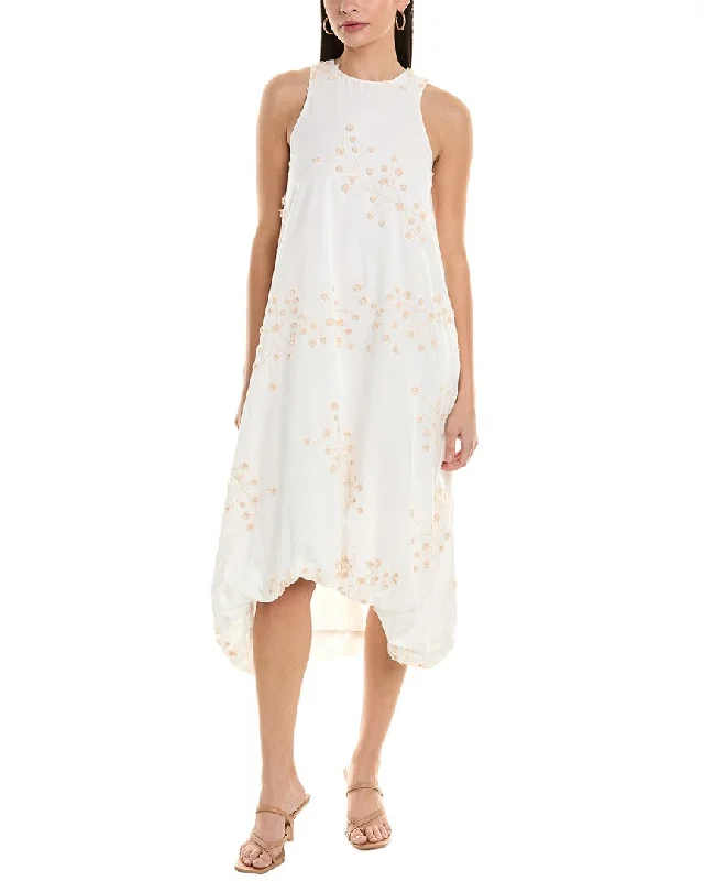 Women's Asymmetrical DressesALPHA STUDIO Embroidered Midi Dress