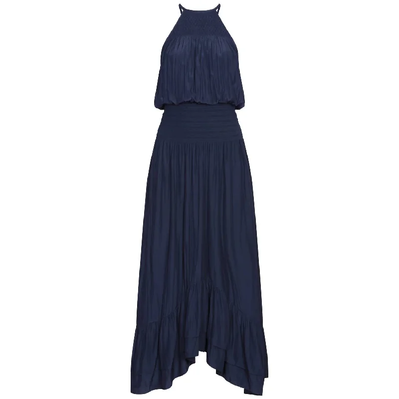 Women's Lapel Collar DressesBianca Midi Dress In Navy