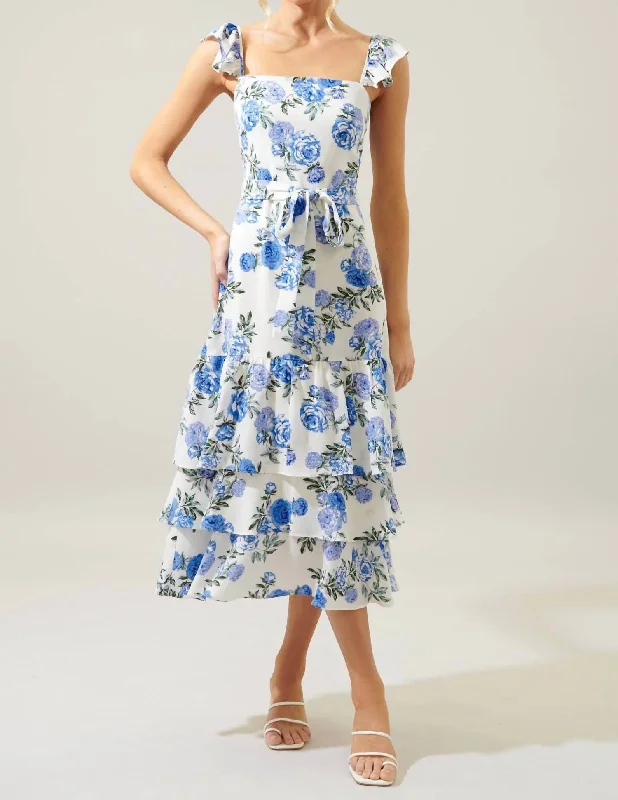 Women's One-Shoulder DressesGuayana Tiered Midi Dress In Inessa Floral