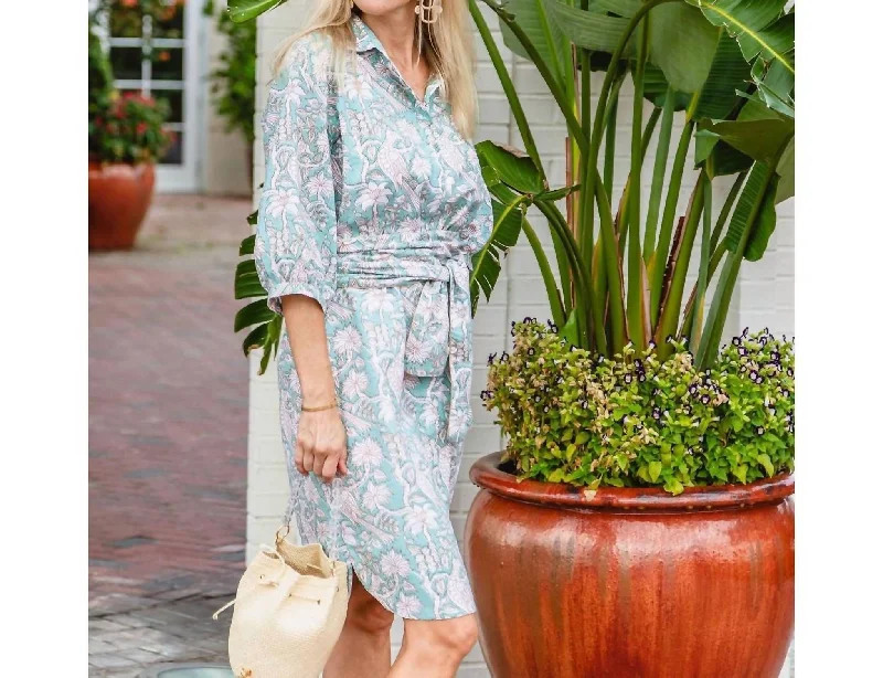 Women's Shawl Collar DressesHaley Midi Shirtdress In Cucumber Mint Green