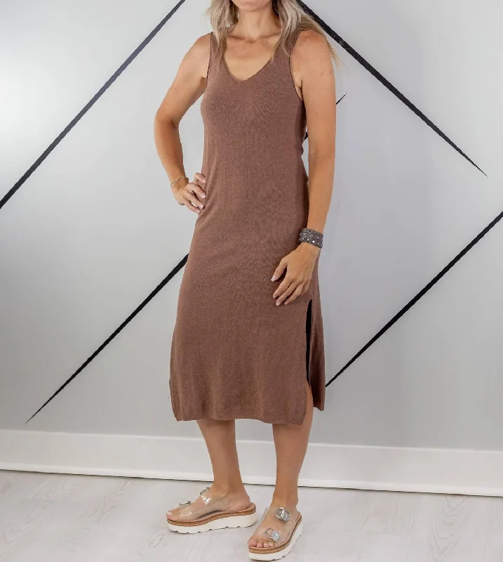 Women's High Collar DressesMidi Tank Dress In Chocolate Milk