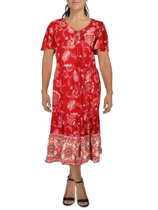 Women's Peter Pan Collar DressesPlus Zara Womens Floral Flutter Sleeves Midi Dress