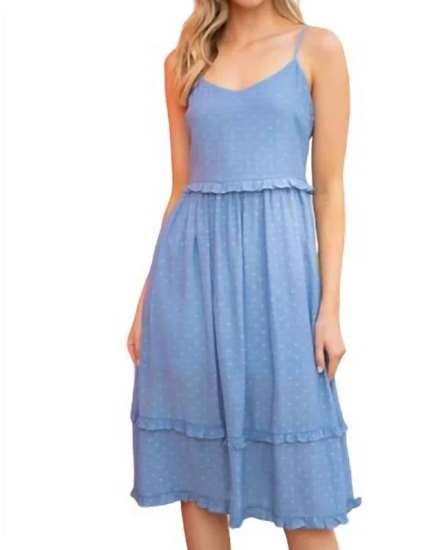 Women's U-Shaped-Neck DressesSwiss Dot Cami Midi Dress In Blue