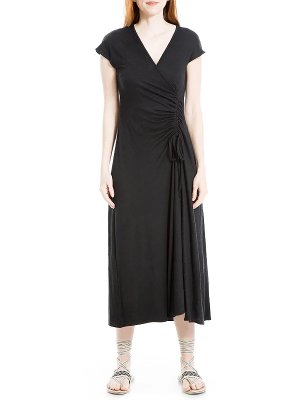 Women's Shirt Collar DressesWomens Ruched Surplice Midi Dress