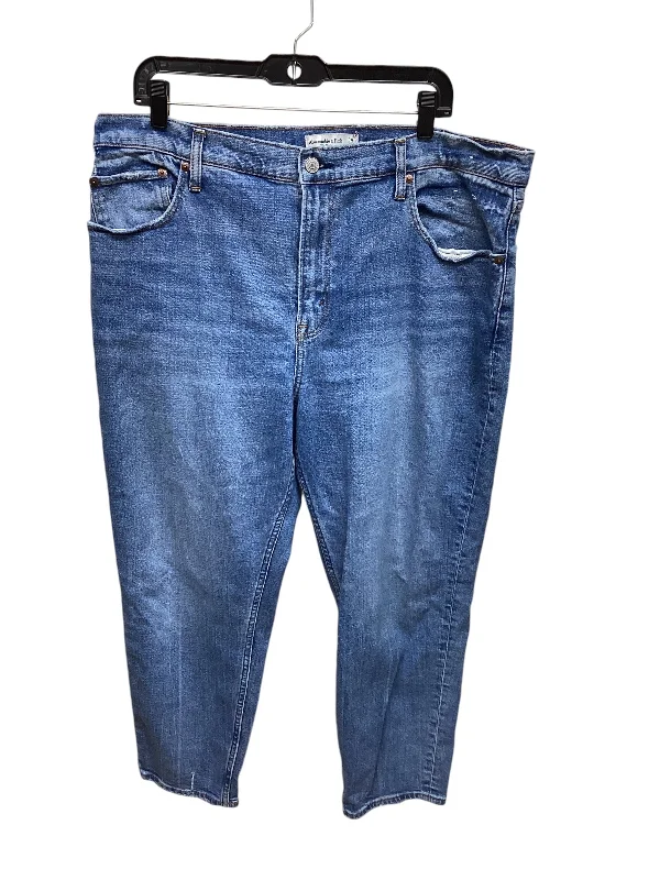 Women's Jodhpurs with Rounded CollarJeans Straight By Abercrombie And Fitch In Blue Denim, Size: 18