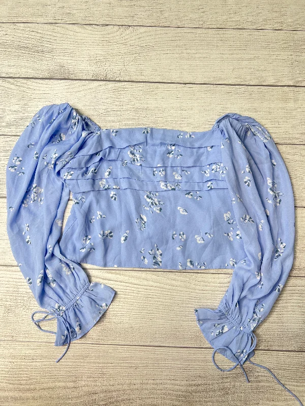 Women's Blouse with FrillsNew! Top Long Sleeve By Abercrombie And Fitch In Blue, Size: Xl