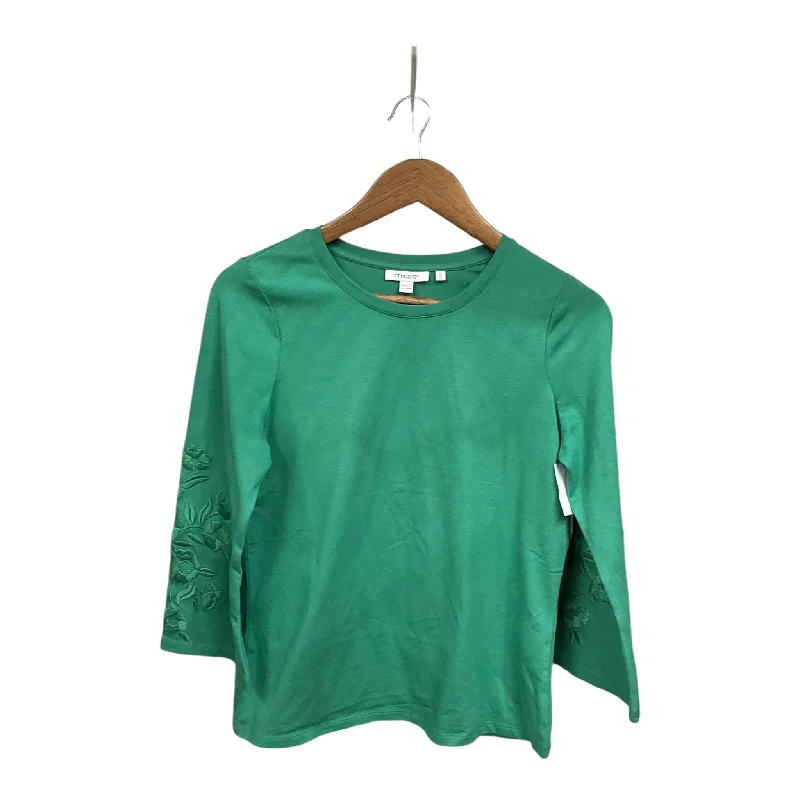 Women's Blouse with Boat CollarTop 3/4 Sleeve By Chicos In Green, Size: Xs