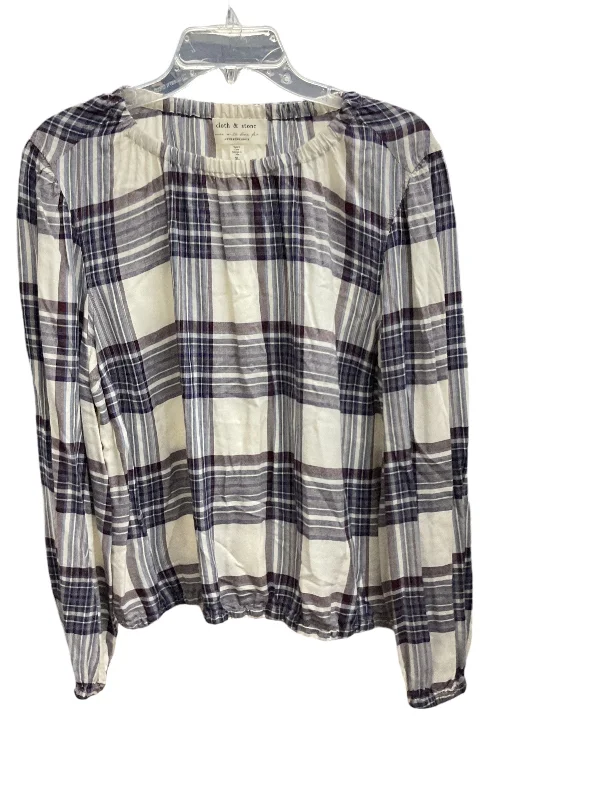 Women's Blouse with Short SleevesTop Long Sleeve By Cloth & Stone In Plaid Pattern, Size: Xl