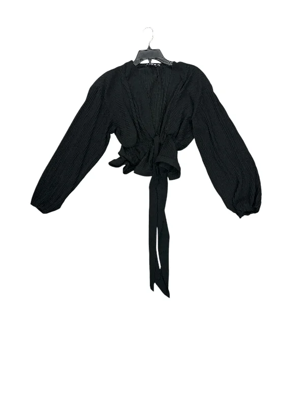 Women's Blouse with Narrow CollarTop Long Sleeve By Pretty Little Thing In Black, Size: S