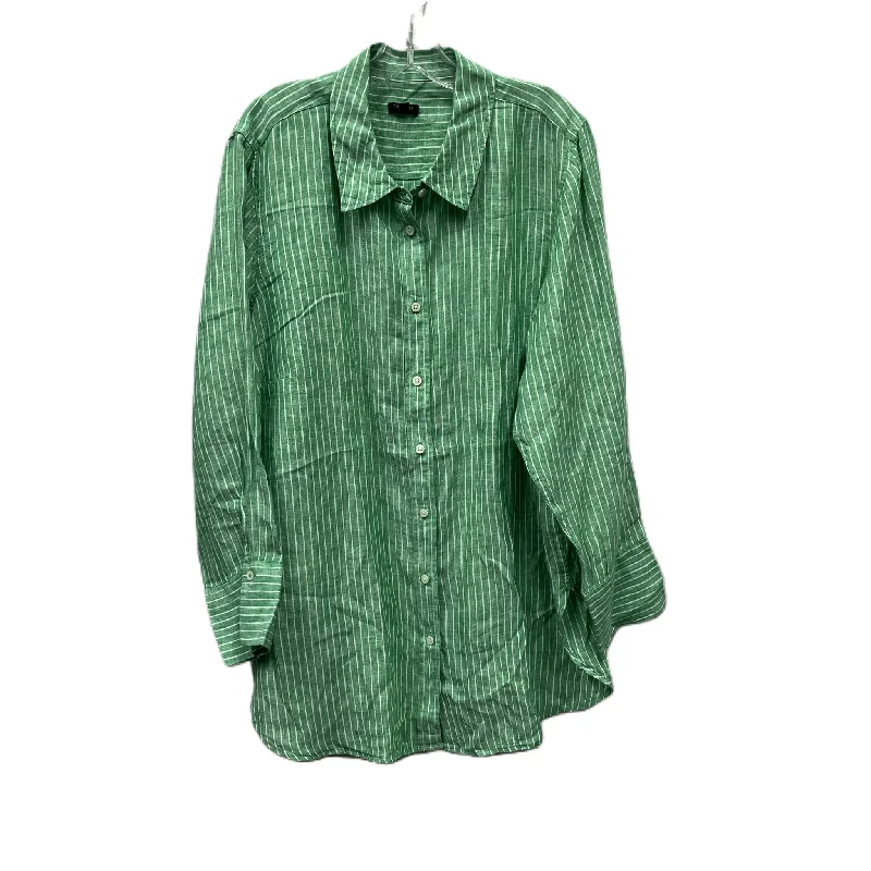 Women's Long-Sleeve BlouseTop Long Sleeve By Talbots In Green, Size: 2x