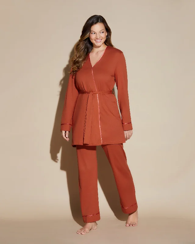 ladies' silk pajama topsCurvy 3 Piece Pajama Set With Robe