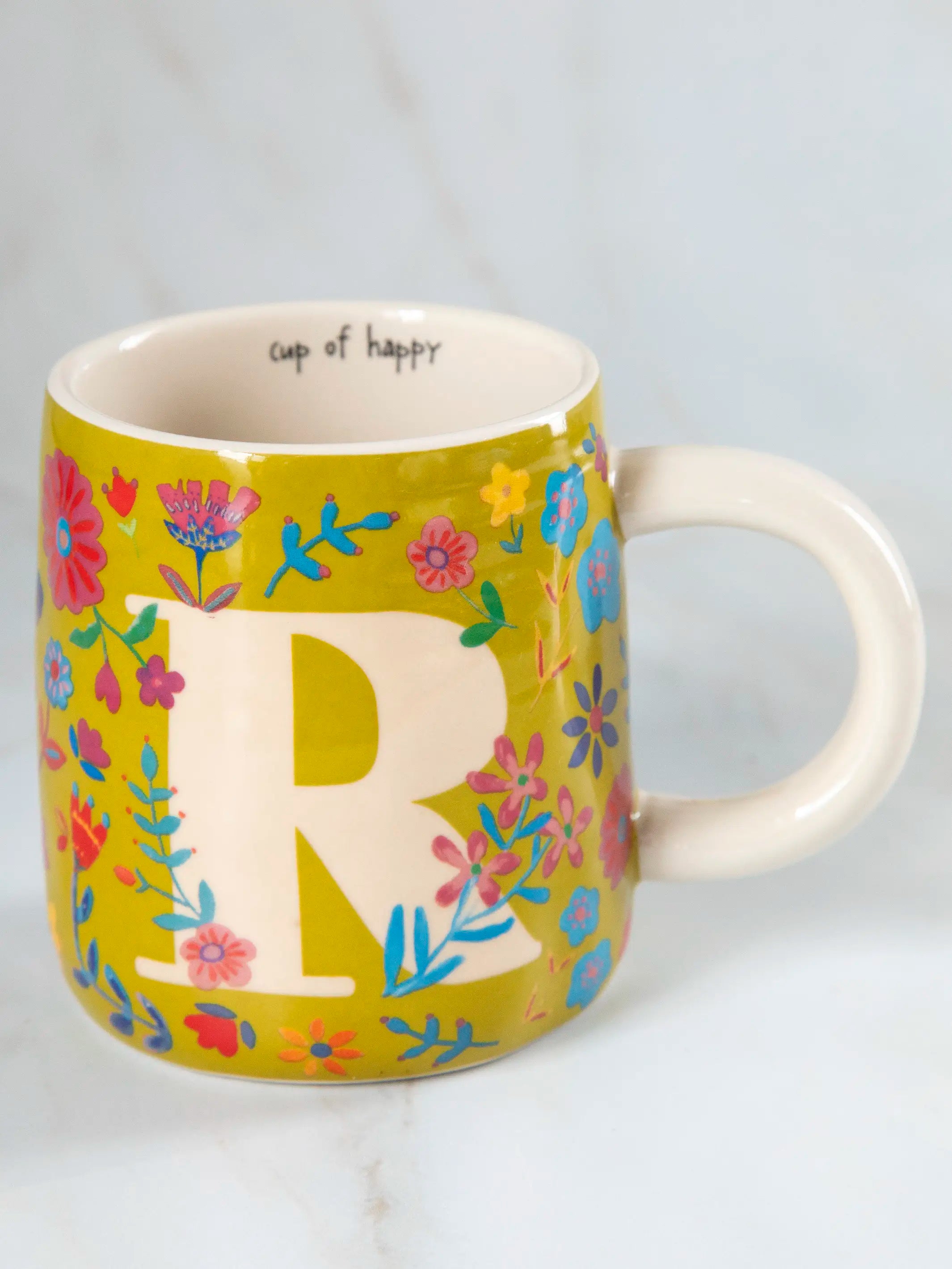 women's pajamas for a good night's sleepFloral Initial Mug - R