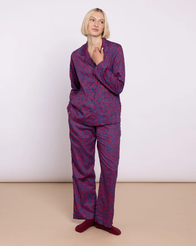 women's pajamas with a sophisticated eleganceOrganic Cotton Red Pyjamas, Bums and Roses