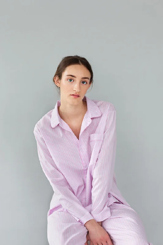 women's pajamas made from organic cottonPYJAMAS SET // LIGHT PINK STRIPE // WOMEN