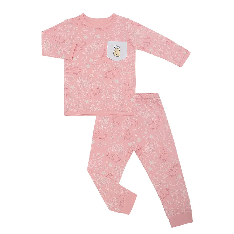 women's pajamas with adjustable waistbandsPyjamas Set Baa Baa in the Universe Pink + Baa Baa in the Universe Pink