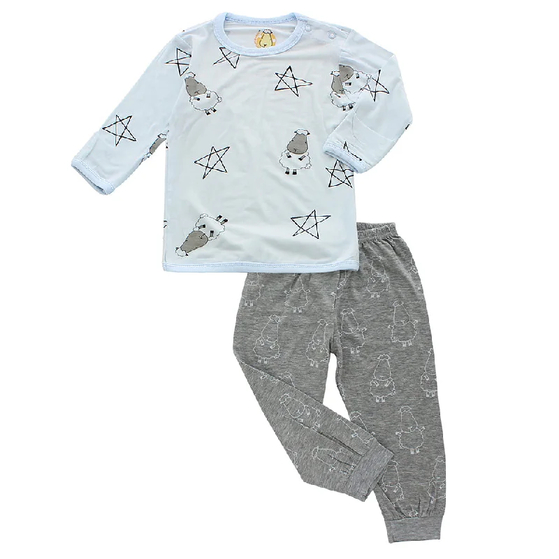 women's pajamas with a whimsical charmPyjamas Set Big Star & Sheepz Blue + Big Sheepz Grey