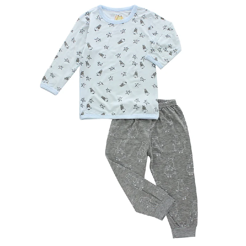 women's pajamas with a timeless appealPyjamas Set Small Star & Sheepz Blue + Big Sheepz Grey