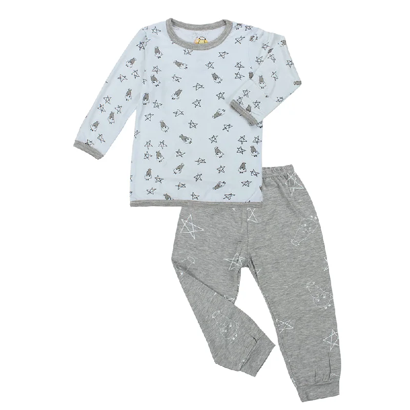 women's pajamas with a touch of elegancePyjamas Set Small Star & Sheepz Blue + Big Star & Sheepz Grey