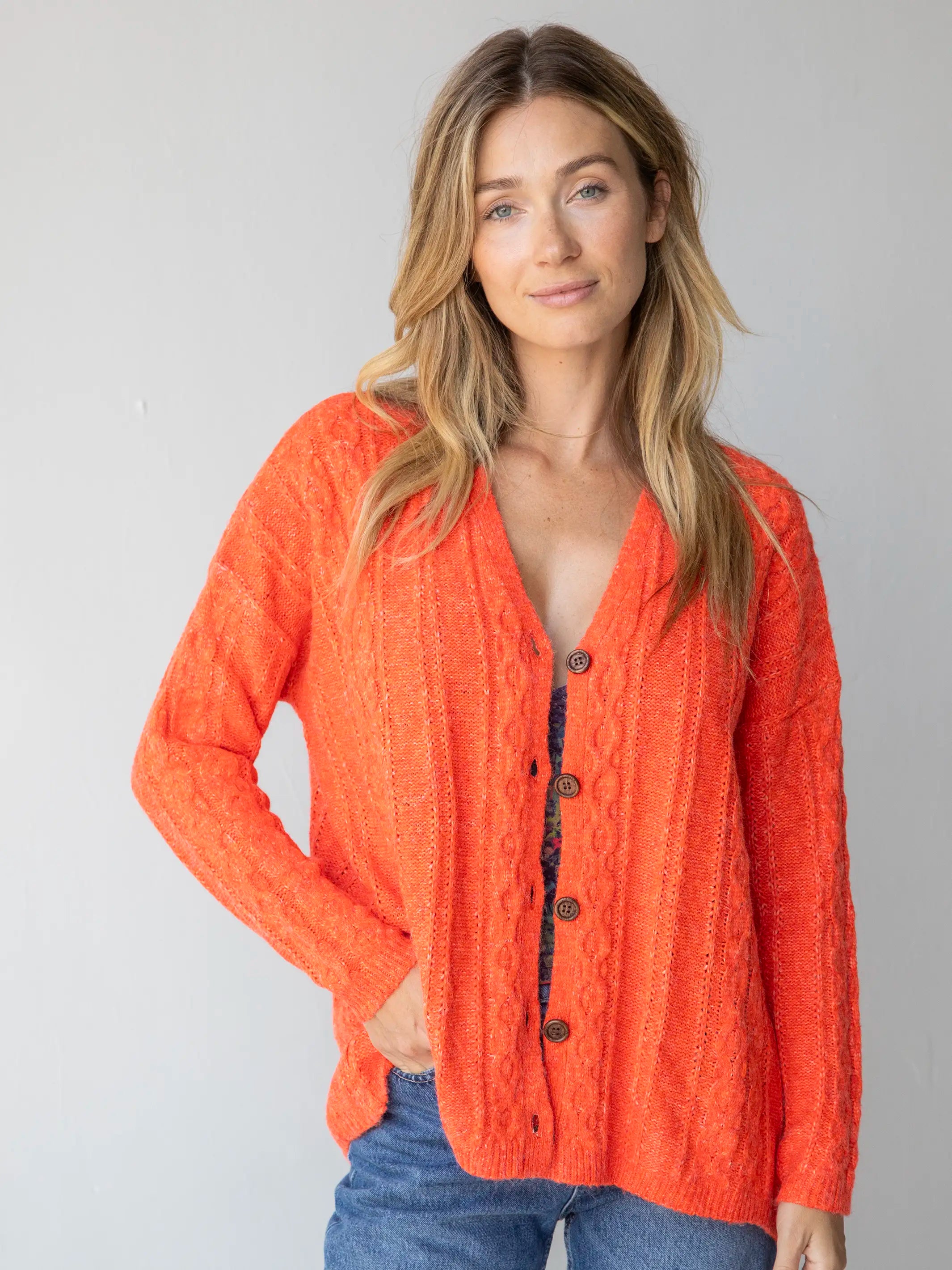 women's pajamas for cozy bedtime routinesSo Soft Grandpa Cardigan - Orange Crush